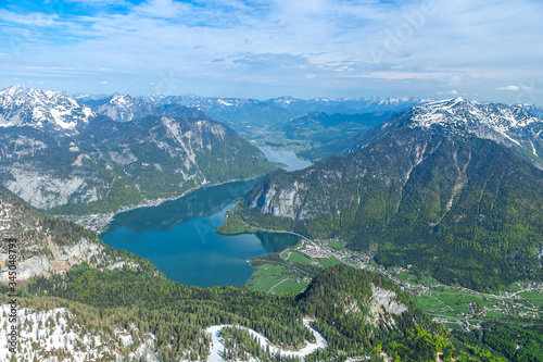 View of the Alps and Hallstatter Lake from the top of Krippenstein, Dachstein, Austria. © Photoillustrator