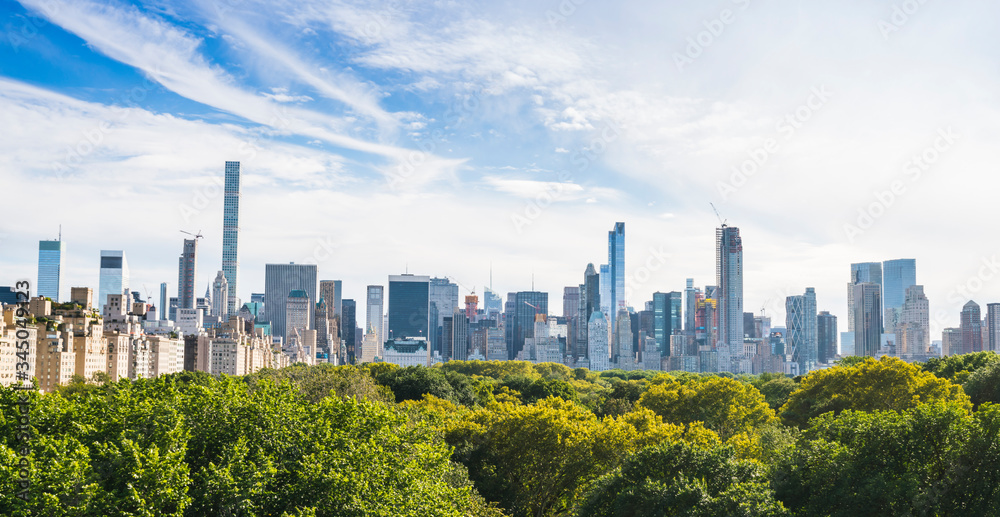 Central park,new york,usa. 09-01-17: central park with Manhattan skyline on  the sunny day in summer season. Stock Photo | Adobe Stock