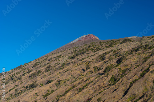 Summit of Rinjani active volcano mountain in Lombok island, Indonesia