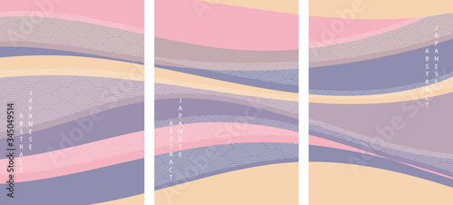 Oriental Japanese style abstract pattern background design geometry wave move