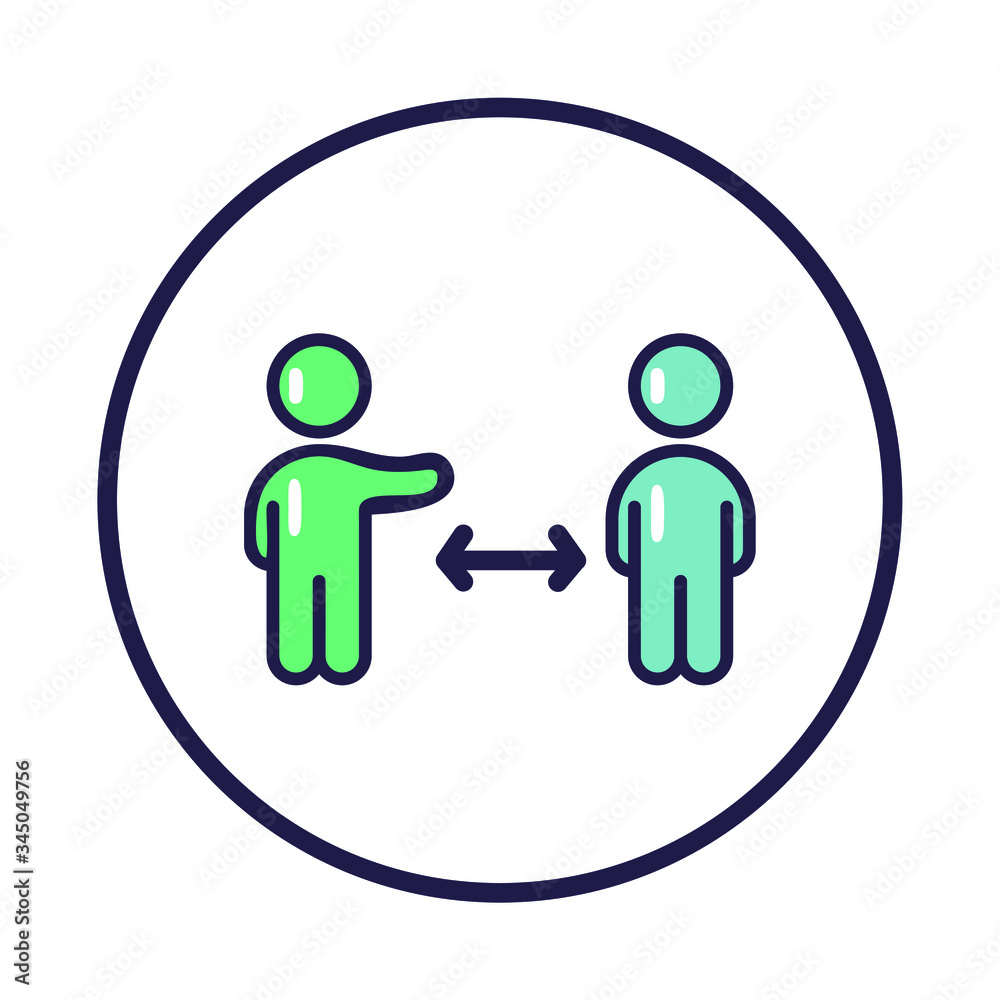 Social distance icon. Quarantine sign. Flat design Social distance icon. Quarantine sign. Flat design