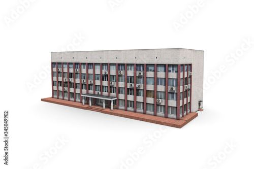 Render of an office building on a white background. 3D model isolate