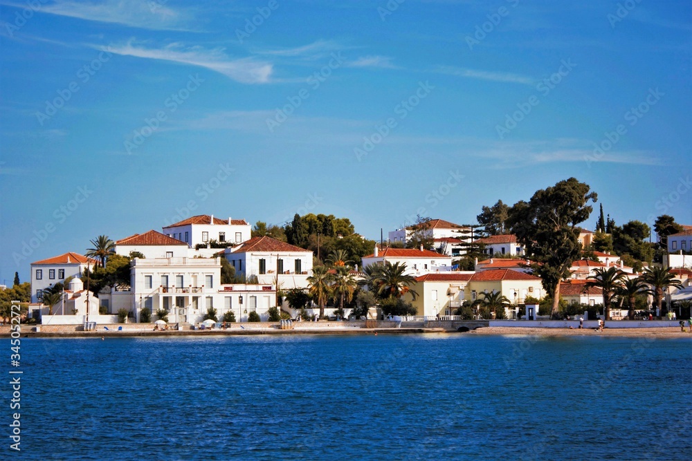 Landscape of Spetses island, Greece.
