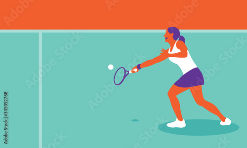 Young woman playing tennis on court
