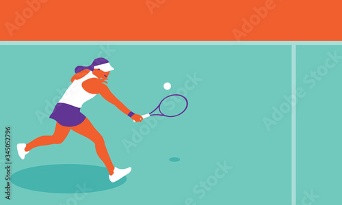 Young woman playing tennis on court