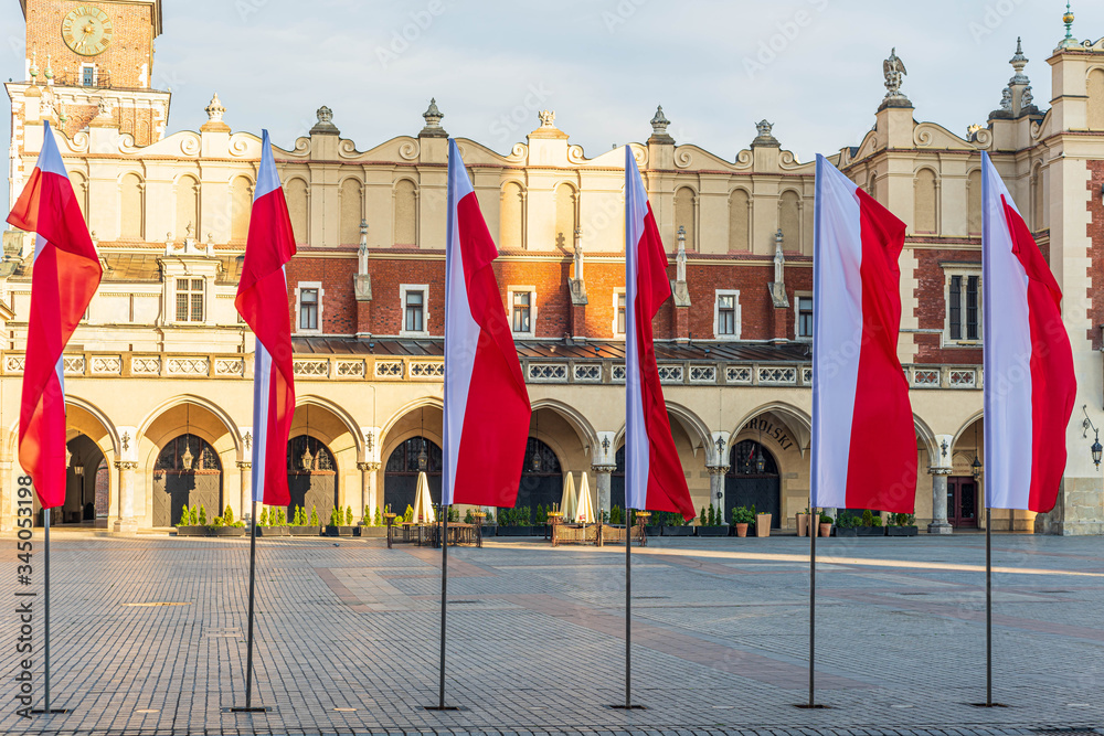 2 maja 2020 roku - Dzień Flagi w Krakowie - obrazy, fototapety, plakaty 