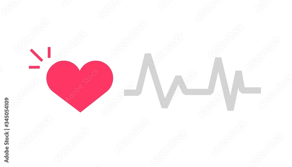 Healthy alive heart beat icon vector with heartbeat cardiogram line flat cartoon isolated on white, cardiology concept symbol image Healthy alive heart beat icon vector with heartbeat cardiogram line flat cartoon isolated on white, cardiology concept symbol image
