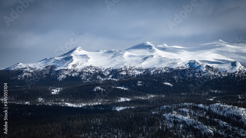 Winter landscape with dramatic snowy mountains. © Forenius