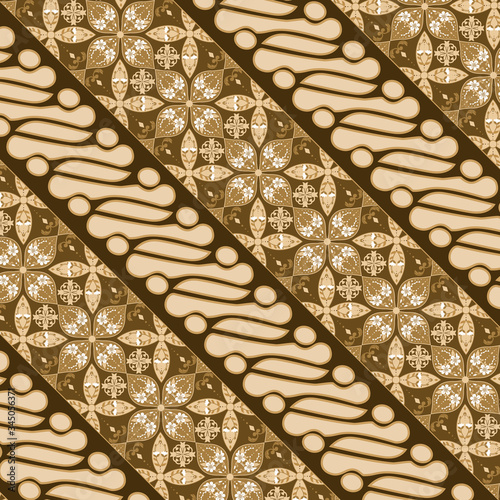 Elegance flower motifs on Parang batik design with golden color design