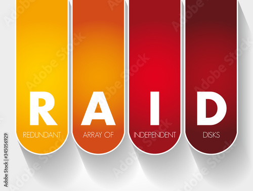 RAID - Redundant Array of Independent Disks acronym, technology concept background