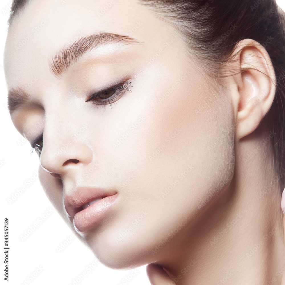 Close up portrait of attractive young woman model with healthy skin Close up portrait of attractive young woman model with healthy skin
