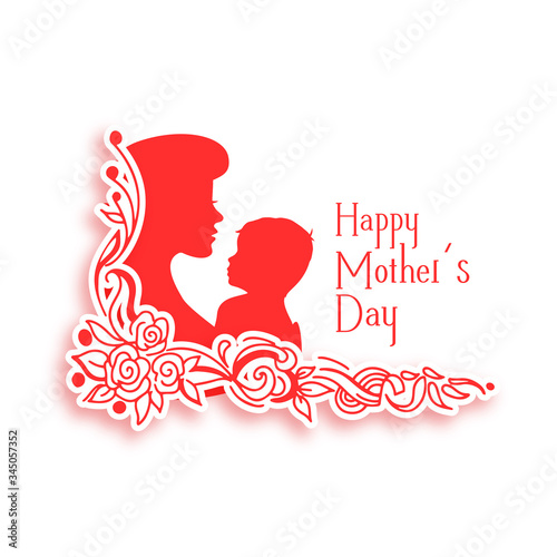 happy mothers day background with mom and child silhouette