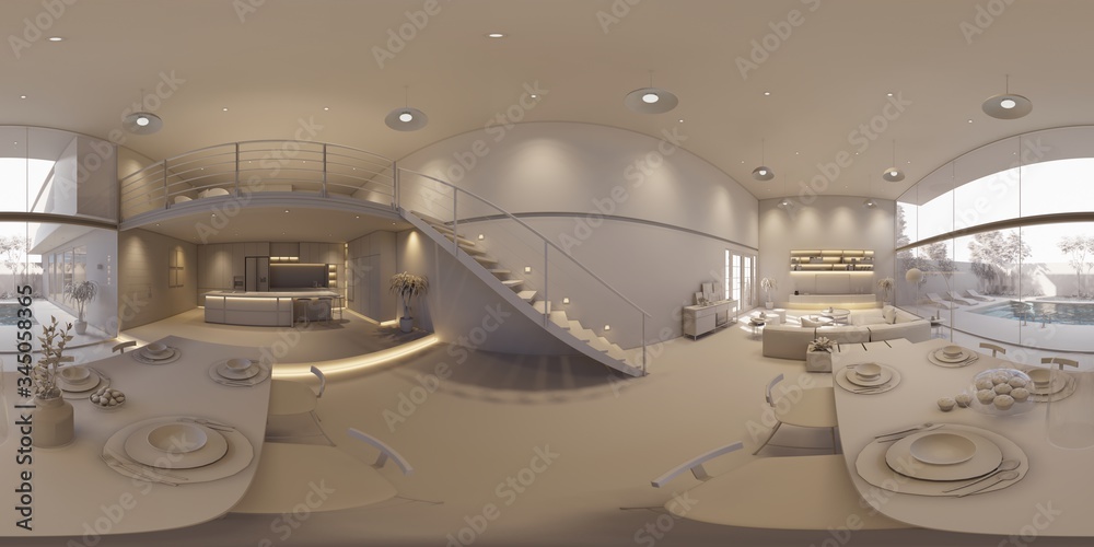 3d illustration spherical 360 vr degrees, a seamless panorama of the ...