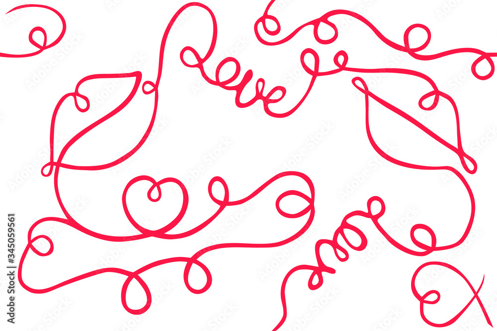 
Pattern drawn in one line. Lips and the word love in red. Seamless ornament for packaging, wallpaper, textiles, clothes.