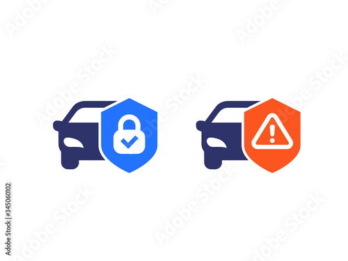 car alarm, protection warning vector icons