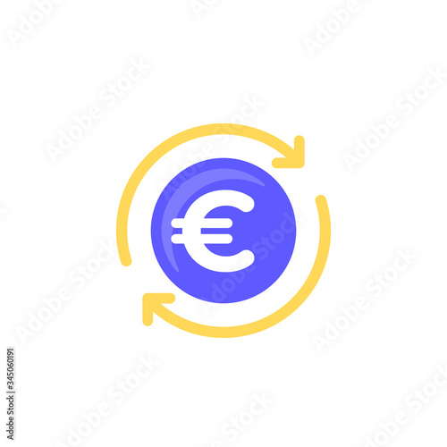 euro cashback icon, line vector