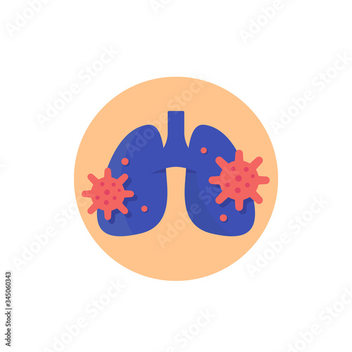 pneumonia icon with virus and lungs