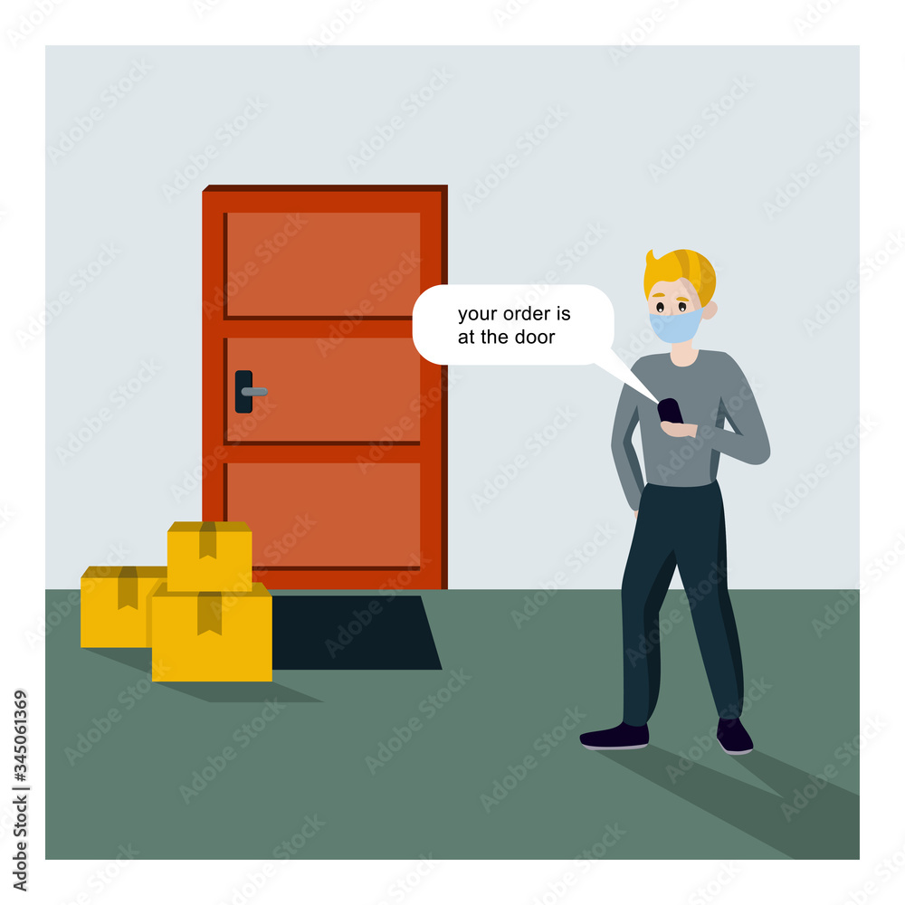 Contactless delivery of the order. The courier informs you about the order delivery via the phone. Safe delivery during a coronavirus pandemic. Contactless delivery of the order. The courier informs you about the order delivery via the phone. Safe delivery during a coronavirus pandemic.