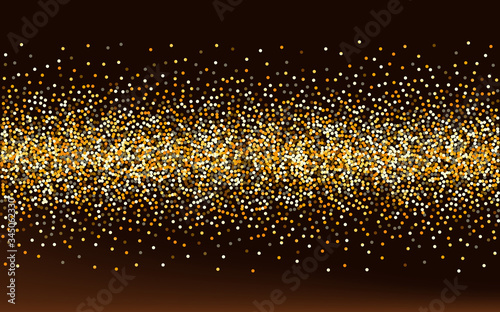 Gold Confetti Art Brown Dark Background. Effect 