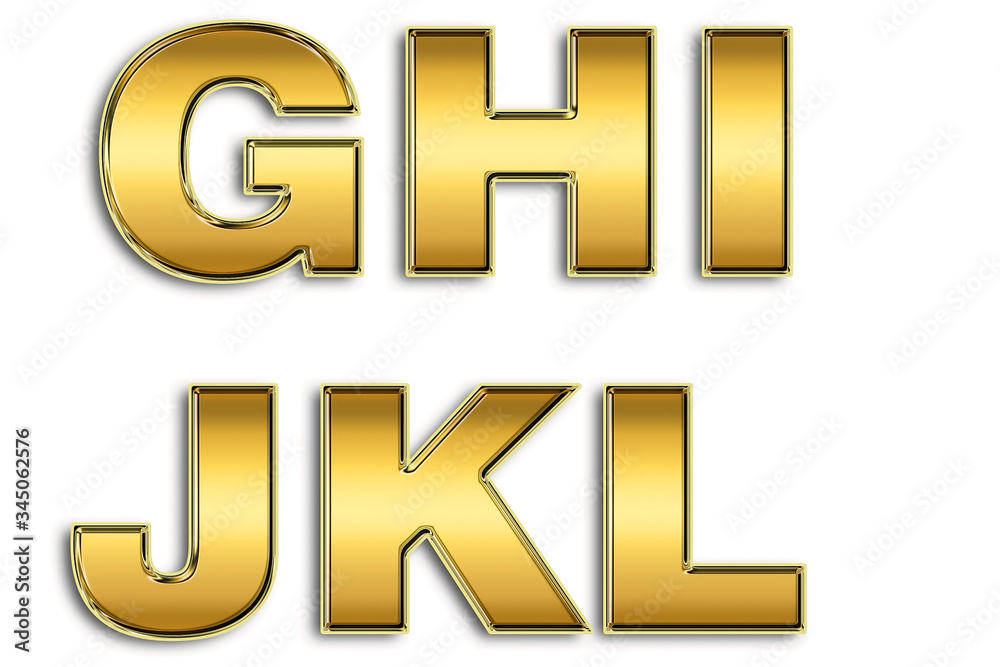 Alphabet in gold leaf isolated on
white Alphabet in gold leaf isolated on
white