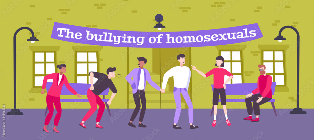 Homophobia Bullying Flat Composition Homophobia Bullying Flat Composition