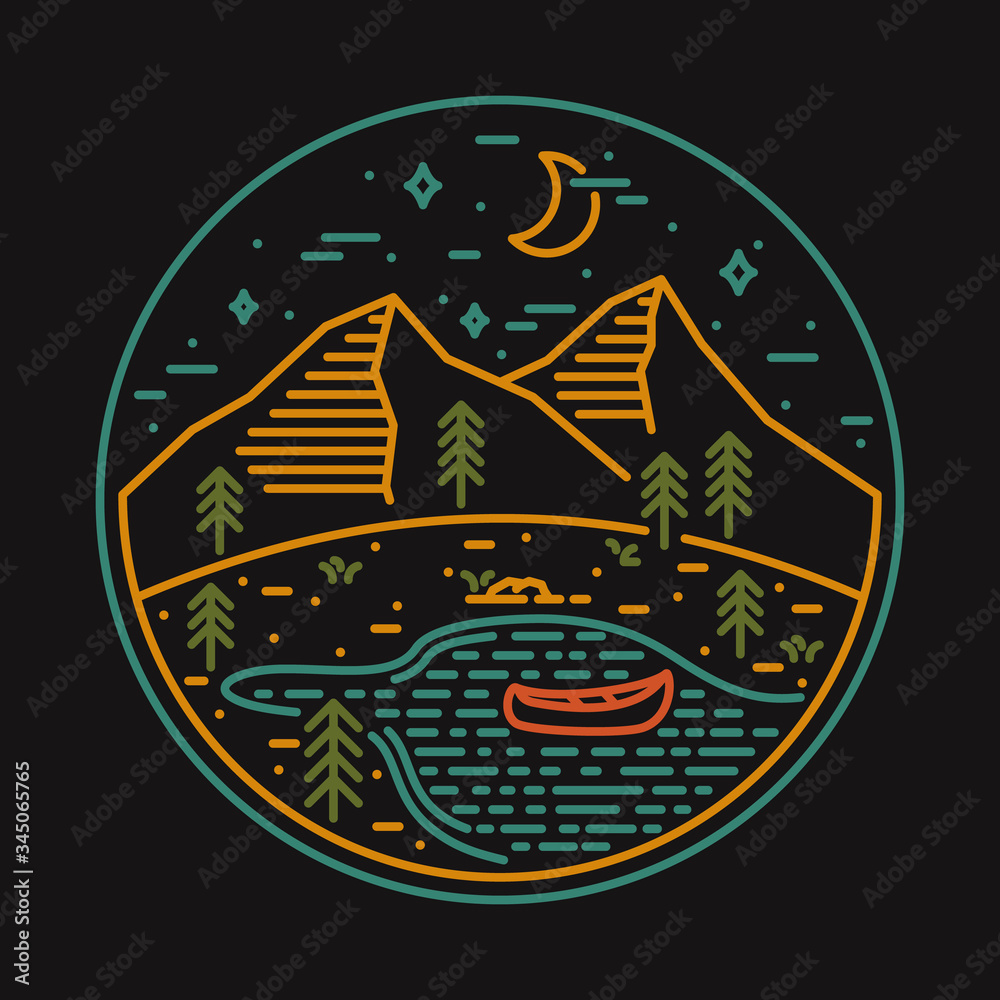 Camping nature wild badge patch pin graphic illustration vector art t-shirt design