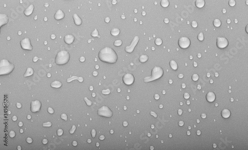 Drops of water on a color background. Selective focus. Gray