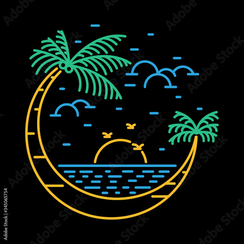 Beach sea nature wild badge patch pin graphic illustration vector art t-shirt design