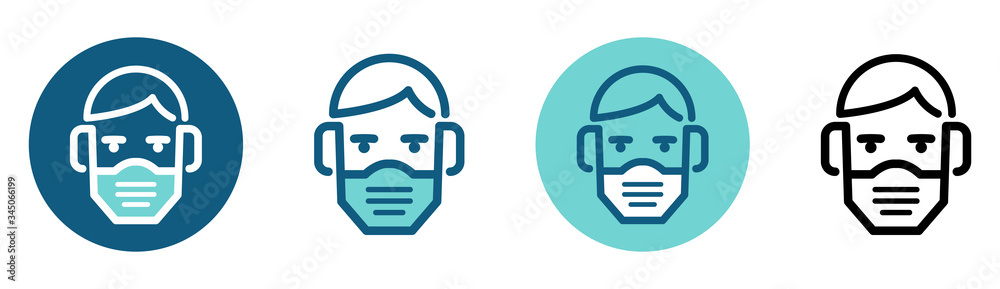 Face pictograms with anti-virus protection mask Face pictograms with anti-virus protection mask