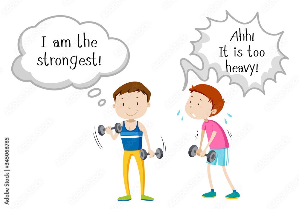 English phrase with people in actions on white background English phrase with people in actions on white background