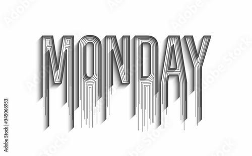 Happy Monday Calligraphic 3d Style Text shopping poster vector illustration Design.