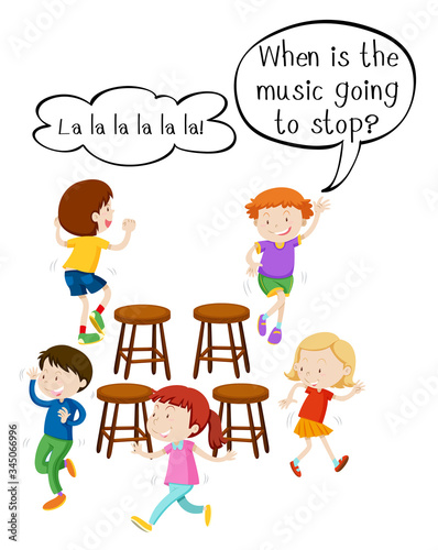 English phrase with people in actions on white background