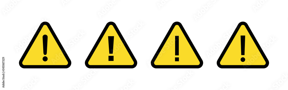 Exclamation danger sign vector icon set. attention sign icon. Hazard warning attention sign. icon alert. Risk Exclamation danger sign vector icon set. attention sign icon. Hazard warning attention sign. icon alert. Risk