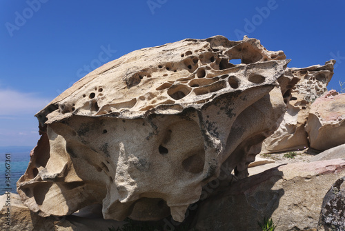 Rock figure on Karidi Beach near Vourvourou village in Sithonia, on the Halkidiki Peninsula in Northern Greece. photo