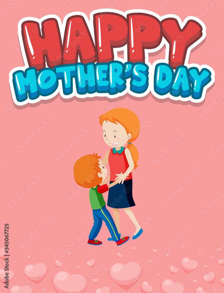 Happy mother day poster design with mom and kid Happy mother day poster design with mom and kid