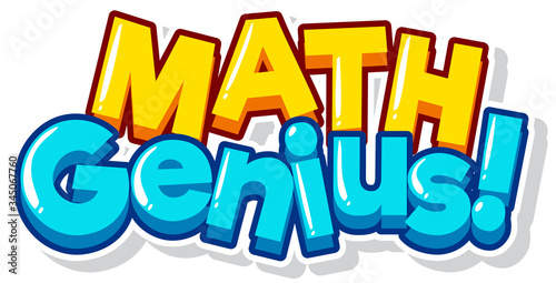 Font design for word math genius on white background
