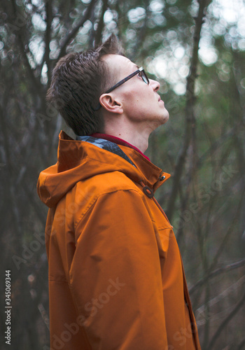 young man in the forest