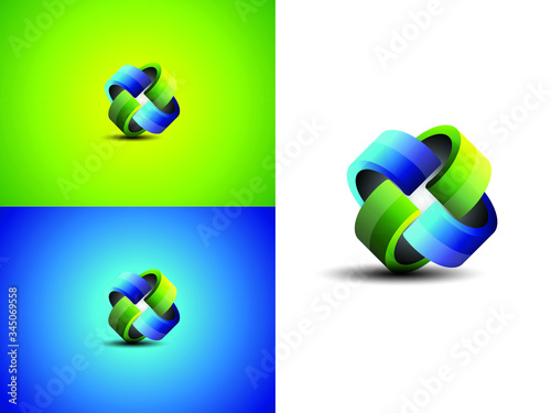 Abstract 3D logo vector art illustration for corporate business company and organizations