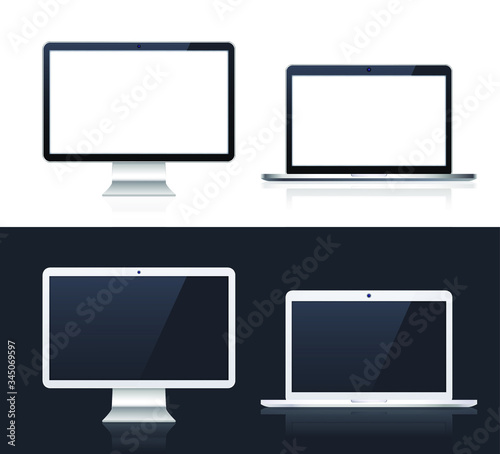 Technological Gadgets on Black and White Background . Isolated Vector Elements
