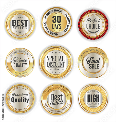 Luxury premium golden badges and labels collection 
