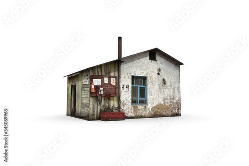 Old booth 3D rendering on a white background. Isolate with 3D models