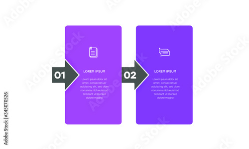 Infographic. Vector Infographic design template with icons and 2 numbers options or steps. Can be used for process diagram, presentations, workflow layout, banner, flow chart, info graph.