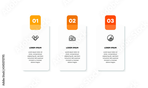 Infographic. Vector Infographic design template with icons and 3 numbers options or steps. Can be used for process diagram, presentations, workflow layout, banner, flow chart, info graph.