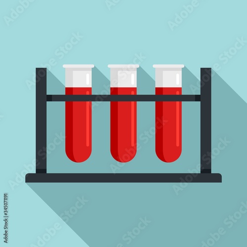 Test tubes stand icon. Flat illustration of test tubes stand vector icon for web design