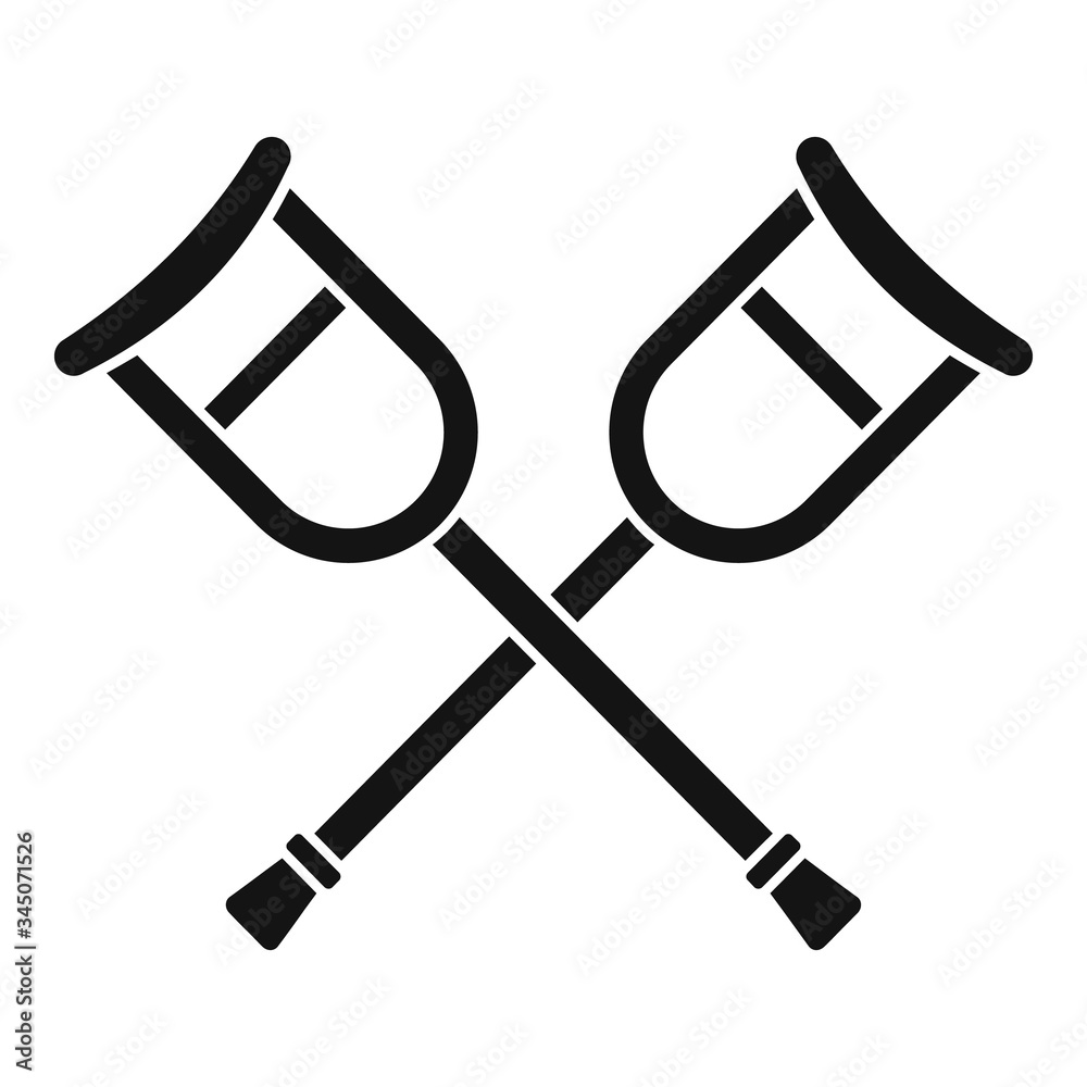 Medical crutches icon. Simple illustration of medical crutches vector icon for web design isolated on white background Medical crutches icon. Simple illustration of medical crutches vector icon for web design isolated on white background
