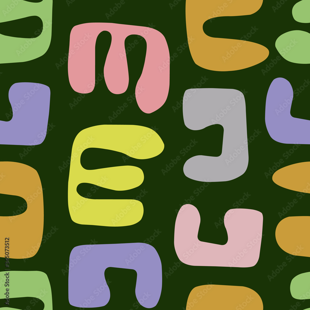 Vector seamless pattern of abstract geometric shapes. Drawn by hands in style of doodling. Performed in new trendy style of Scandinavian minimalism. Print for fabric, printing, stationery