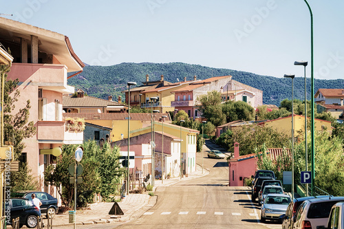 Street in road Giba town Carbonia Iglesias Sardinia