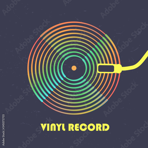 Poster of the Vinyl record. Vintage gramophone disc.