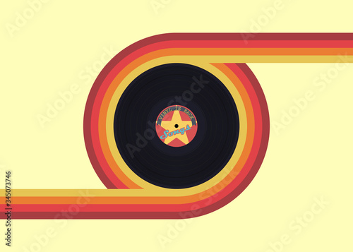 Poster of the Vinyl record. Vintage gramophone disc.