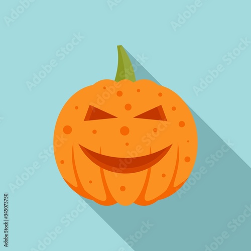 Smiling pumpkin icon. Flat illustration of smiling pumpkin vector icon for web design